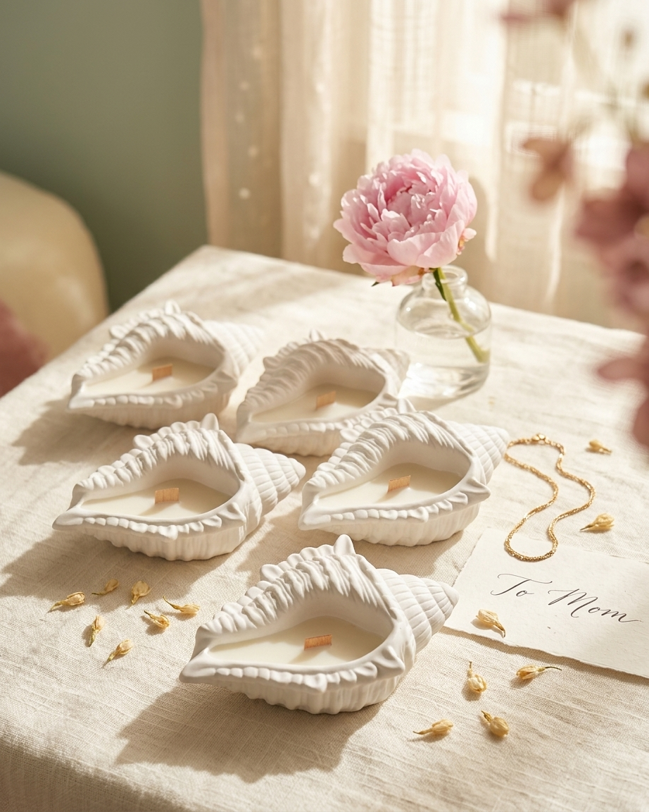 conch shell coastal luxury concrete candle jar gypsum vessel empty empty open vessel premium festival gifting India