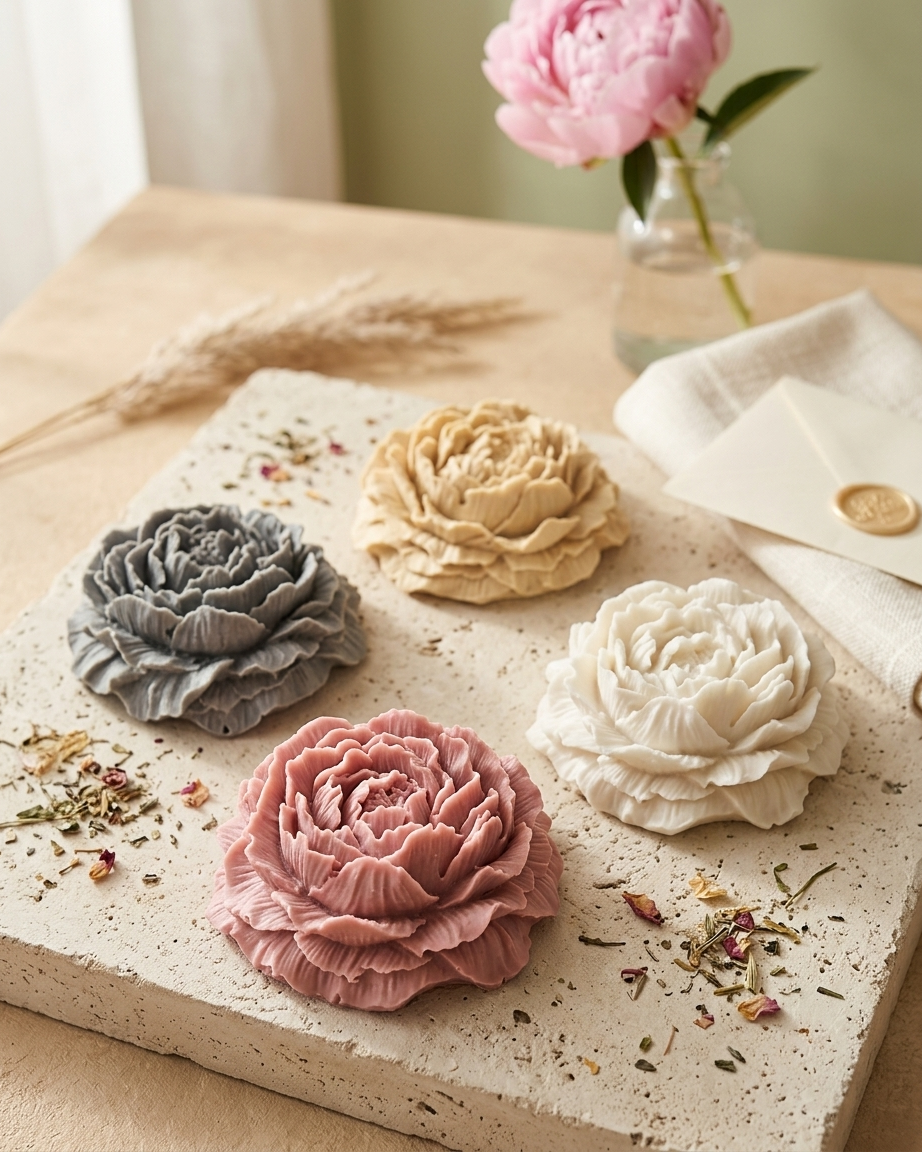 Concrete gypsum 3D peony flower diffuser stone India home decor essential oil fragrance wholesale