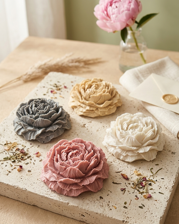 Concrete gypsum 3D peony flower diffuser stone India home decor essential oil fragrance wholesale
