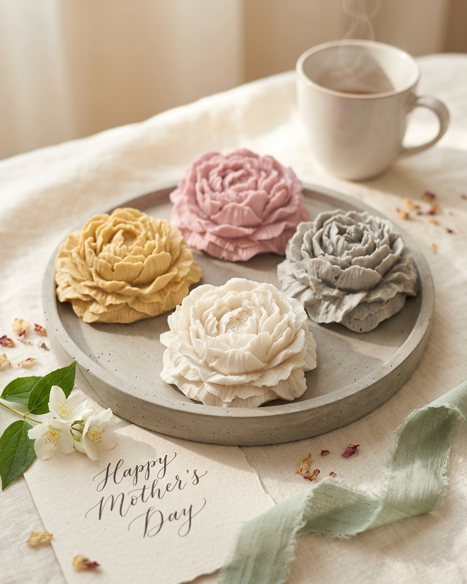 3D peony flower diffuser concrete gypsum aroma diffuser stone decor empty open vessel premium festival gifting India
