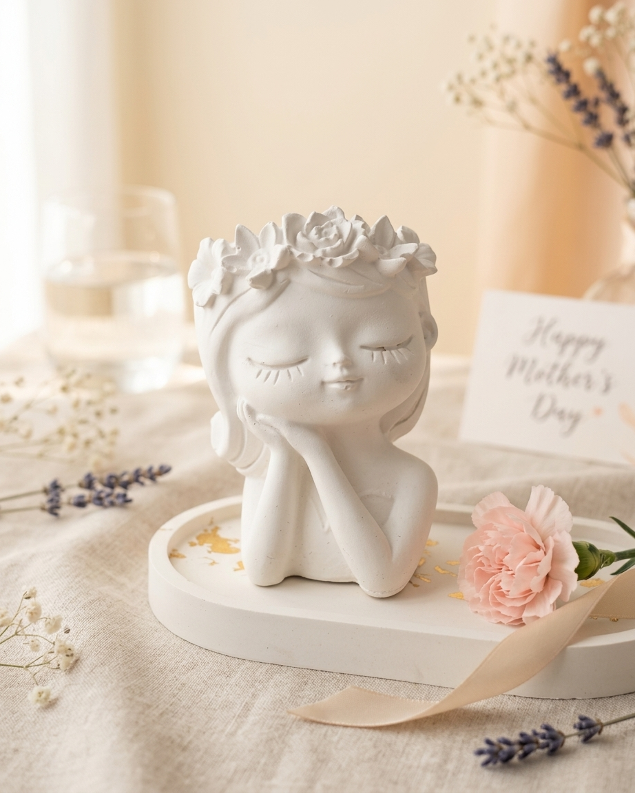 girl face sculptural art concrete candle jar gypsum vessel empty empty open vessel bulk pack candle supplier Surat Gujarat