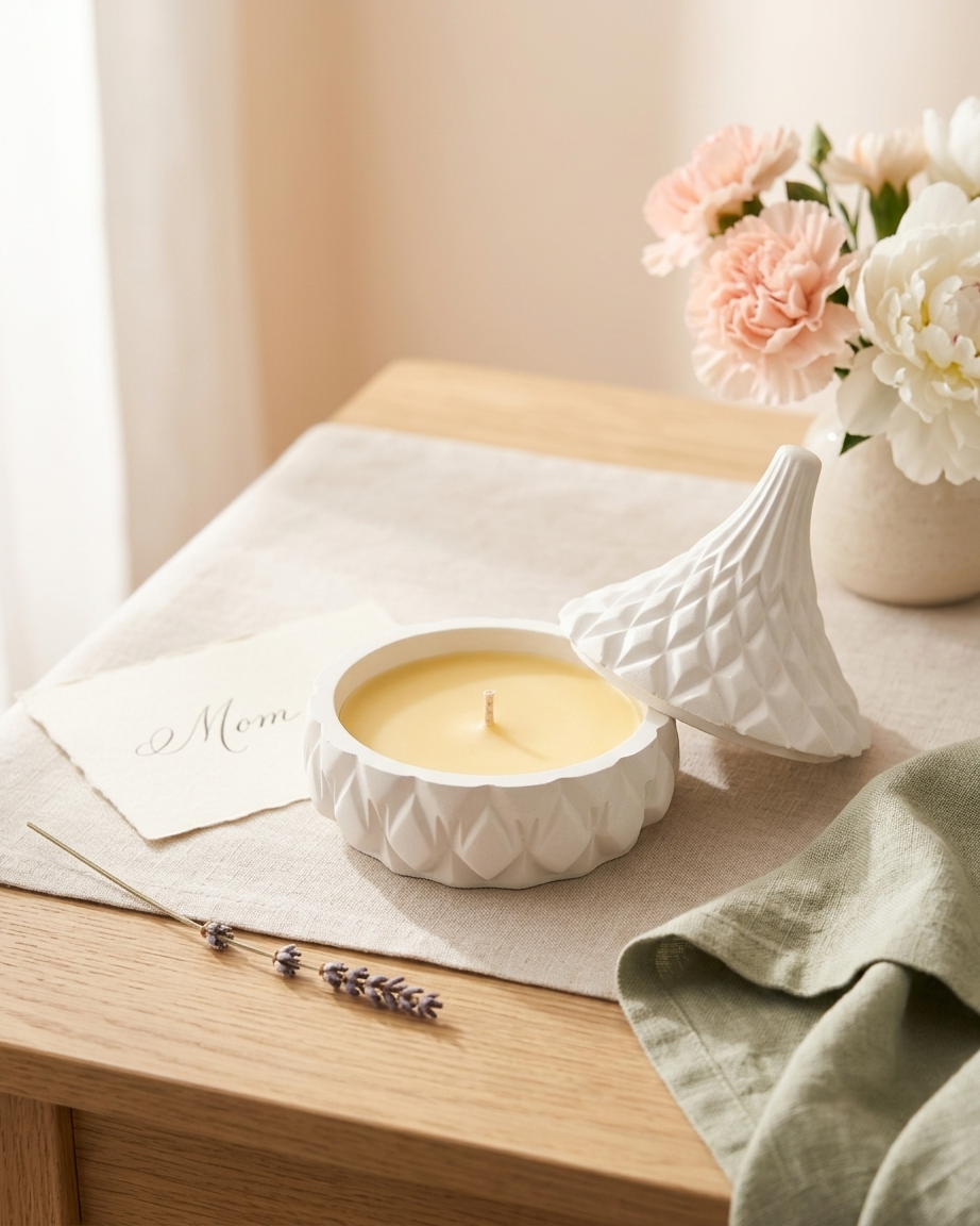 dome lid covered concrete candle jar gypsum vessel empty with lid sealed gift ready aromatherapy soy wax candle India