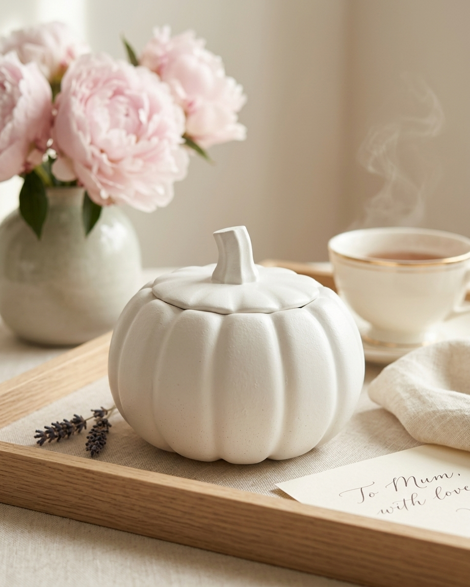 pumpkin shaped concrete candle jar gypsum vessel empty with lid sealed gift ready handmade artisan candle jar India
