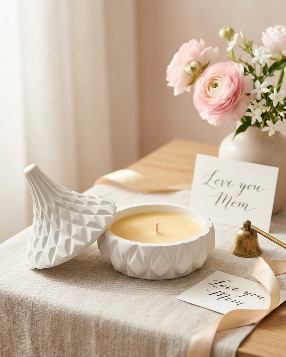 dome lid covered concrete candle jar gypsum vessel empty with lid sealed gift ready artisan handmade candle container India