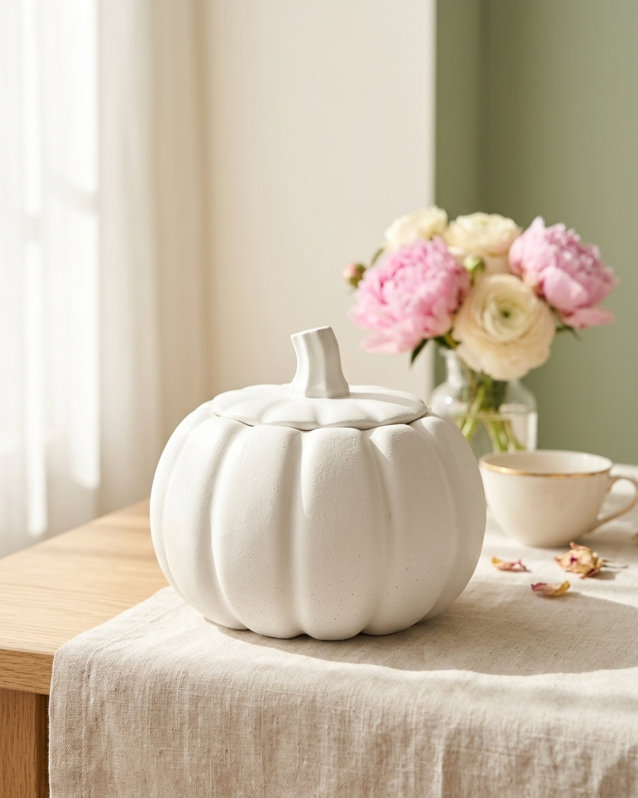 pumpkin shaped concrete candle jar gypsum vessel empty with lid sealed gift ready aromatherapy soy wax candle India