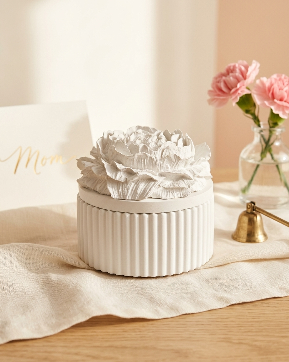 flower lid decorative concrete candle jar gypsum vessel empty with lid sealed gift ready candle making raw material