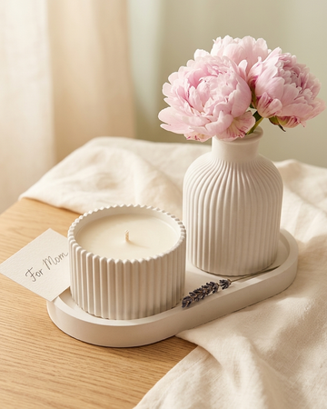 ribbed fluted concrete trinket tray jewellery organiser gypsum empty open vessel wholesale bulk order India