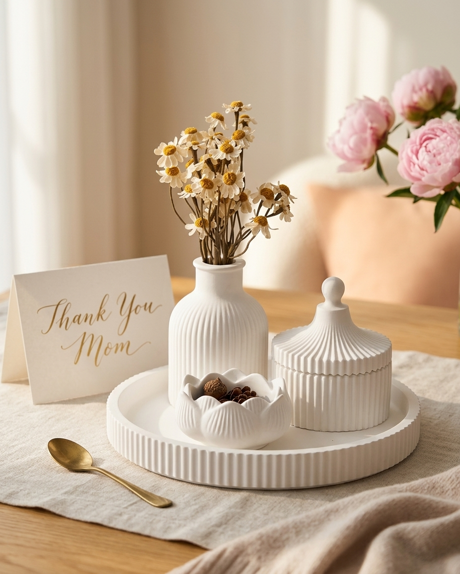 ribbed fluted concrete trinket tray jewellery organiser gypsum empty open vessel candle making raw material wholesale India