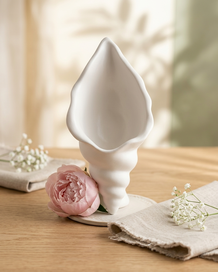 conch shell coastal luxury concrete gypsum candle vessel empty open vessel bulk pack candle supplier Surat Gujarat India