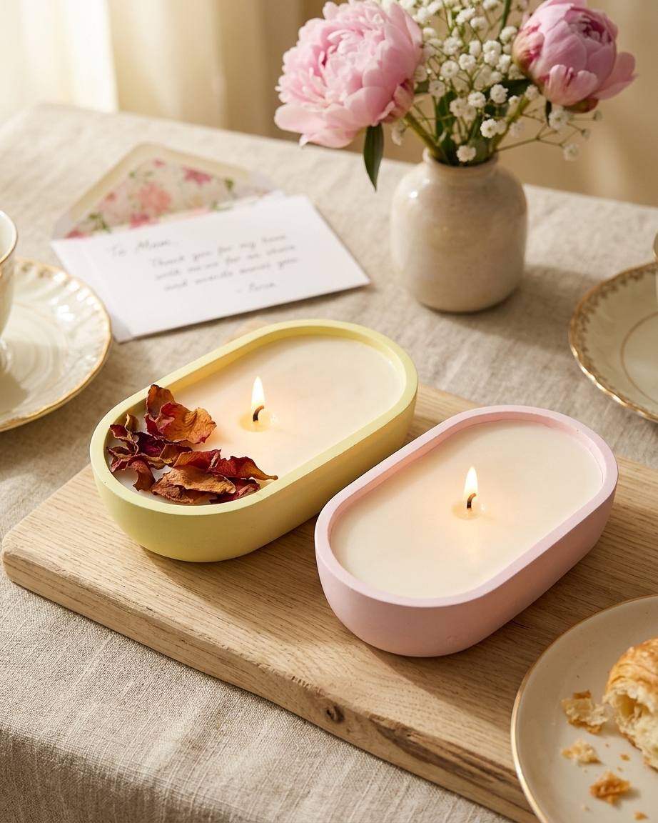 Concrete oval boat jar candle making India wide gypsum vessel DIY soy wax gifting wholesale