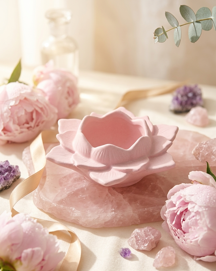 lotus flower shaped concrete candle jar gypsum vessel empty empty open vessel aromatherapy soy wax candle India