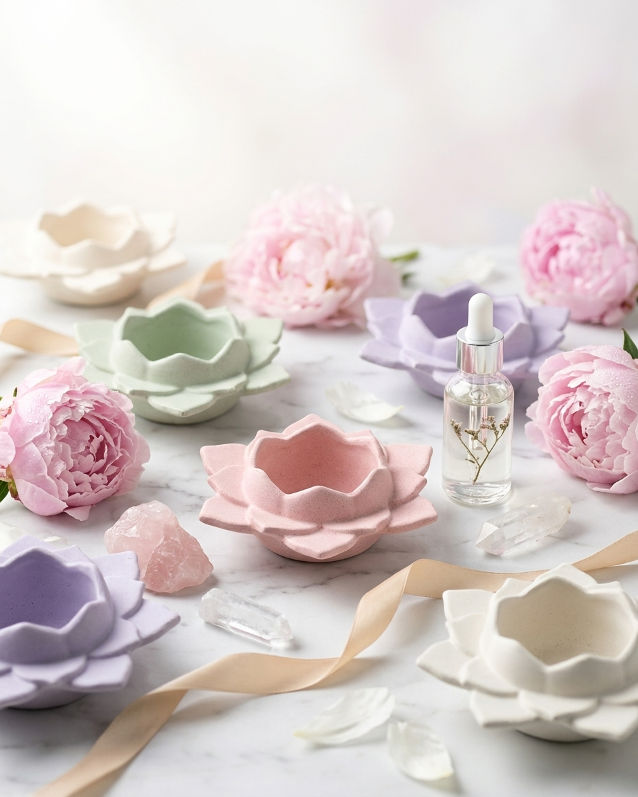 lotus flower shaped concrete candle jar gypsum vessel empty empty open vessel wholesale bulk order India