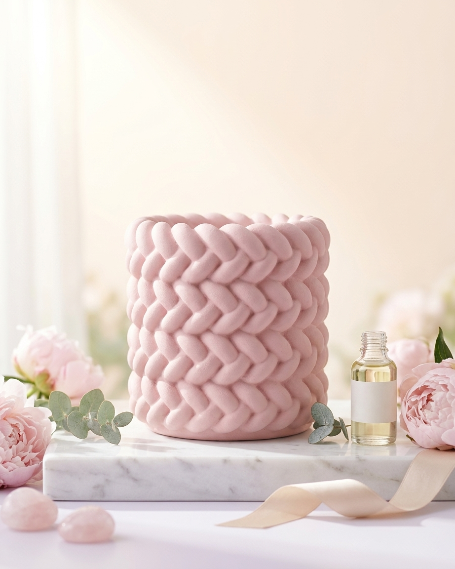 knitted pattern textured concrete candle jar gypsum vessel empty empty open vessel aromatherapy soy wax candle India
