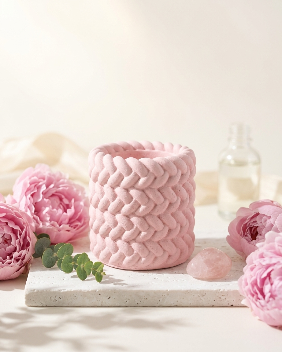 knitted pattern textured concrete candle jar gypsum vessel empty empty open vessel candle making raw material wholesale India