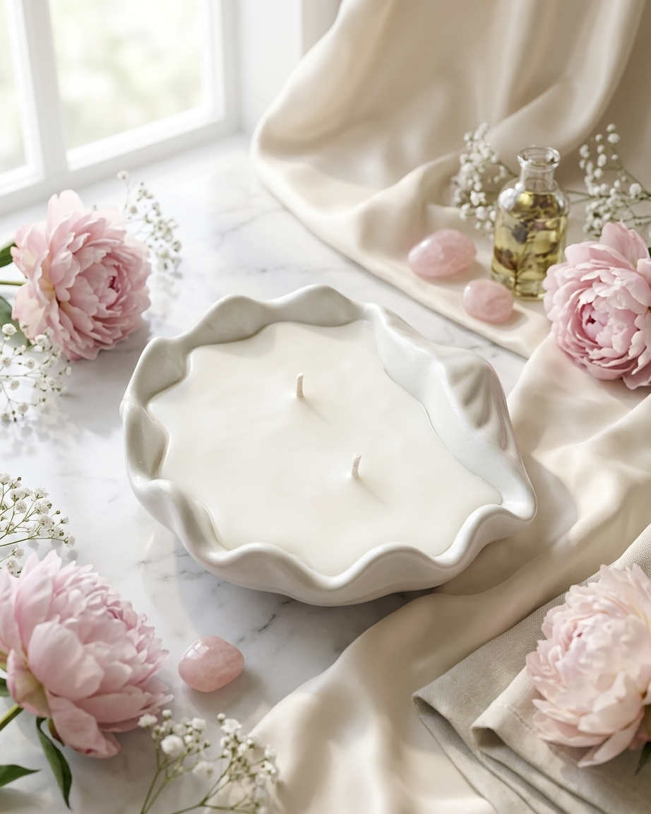 Oyster shell concrete gypsum tray candle making jewellery storage India coastal decor wholesale