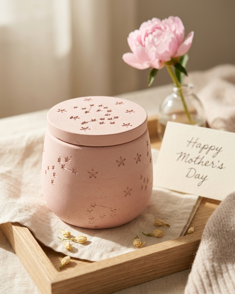 star pattern embossed concrete candle jar gypsum vessel empty with lid sealed gift ready premium festival gifting India