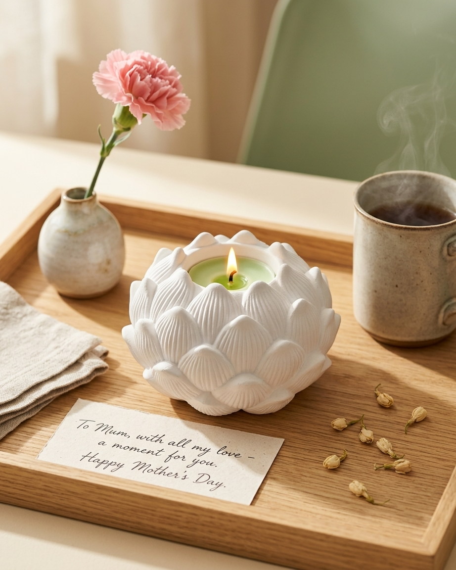 lotus flower shaped concrete candle jar gypsum vessel empty empty open vessel aromatherapy soy wax candle India