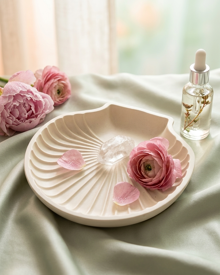 shell shaped coastal concrete trinket tray jewellery organiser gypsum empty open vessel bulk pack candle supplier Surat