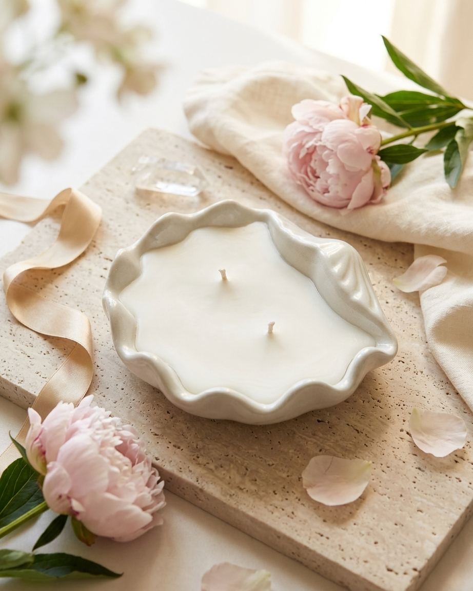 Oyster shell concrete gypsum tray candle making jewellery storage India coastal decor wholesale