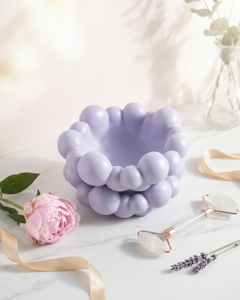 3D bow ribbon shaped concrete candle bowl gypsum vessel soy wax empty open vessel eco friendly reusable candle India
