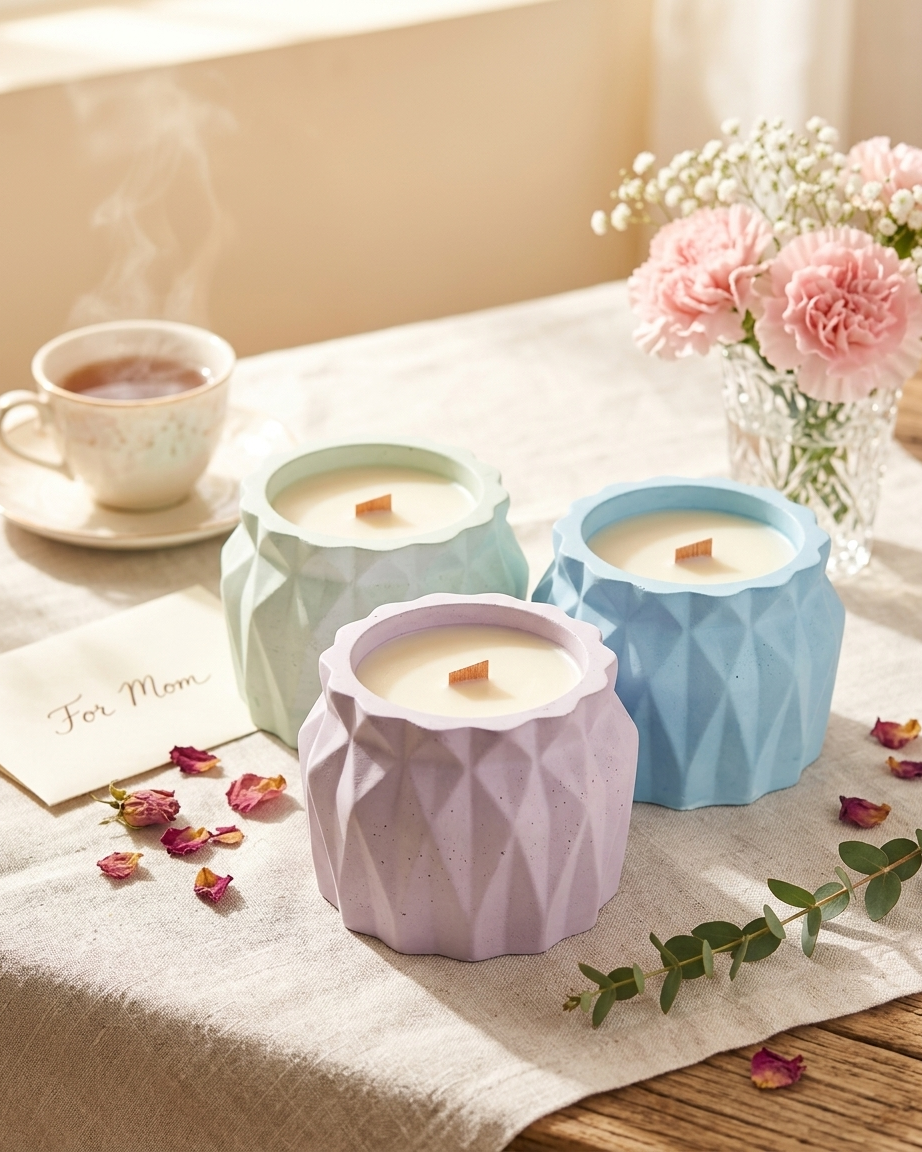 faceted angular premium concrete candle jar gypsum vessel empty empty open vessel wholesale bulk order India