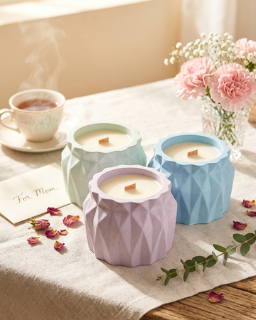 faceted angular premium concrete candle jar gypsum vessel empty empty open vessel wholesale bulk order India