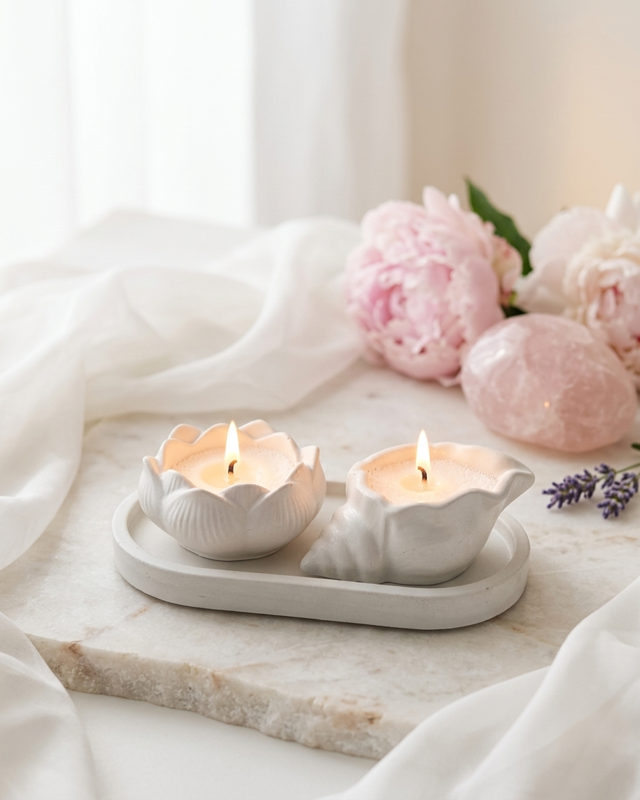 lotus seashell combo set concrete trinket tray jewellery organiser gypsum empty open vessel wholesale bulk order India