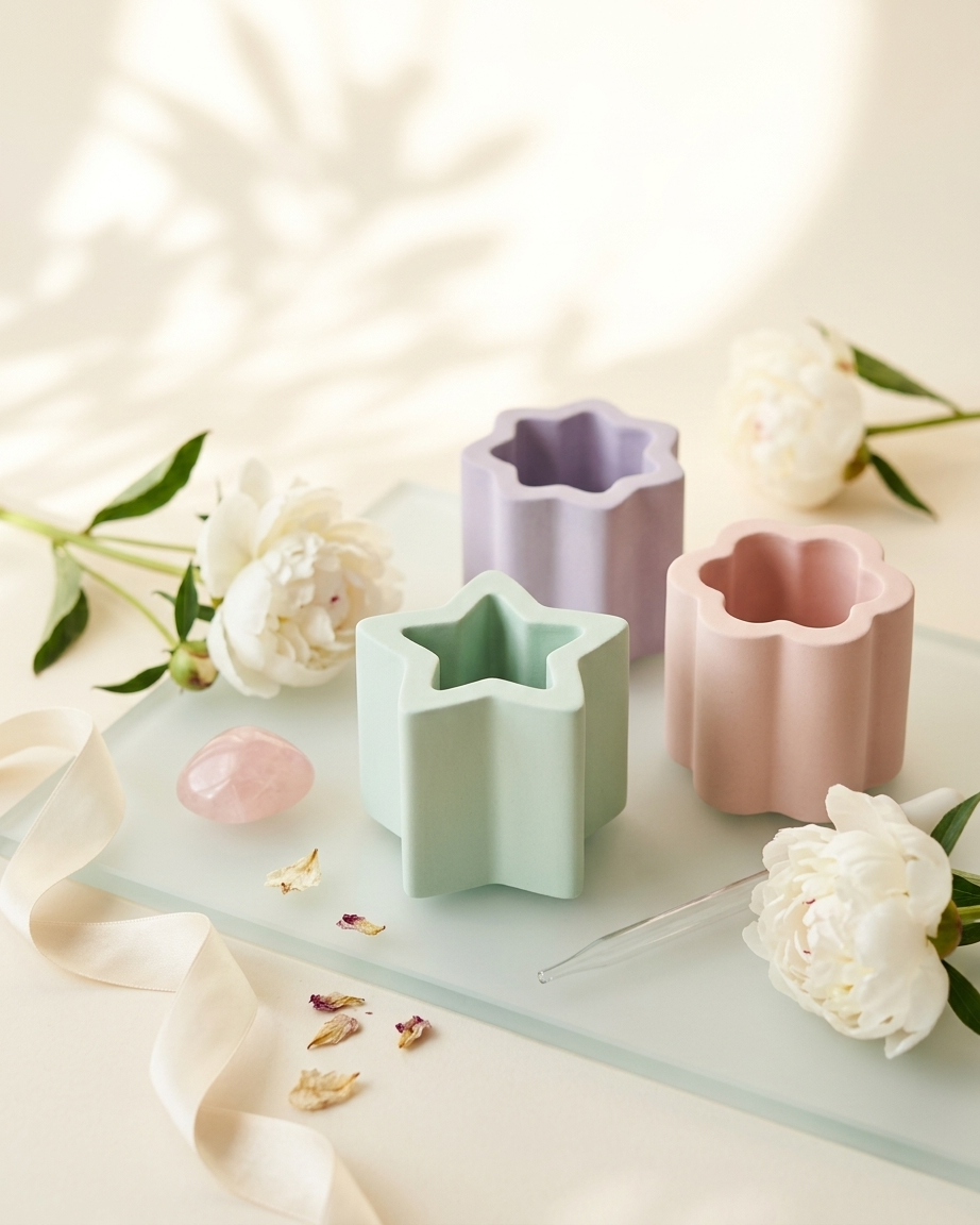star shaped concrete candle jar gypsum vessel empty empty open vessel premium festival gifting India