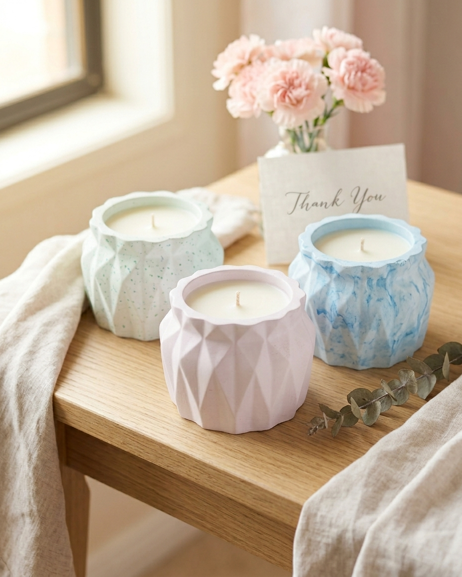 faceted angular premium concrete candle jar gypsum vessel empty empty open vessel wholesale bulk order India