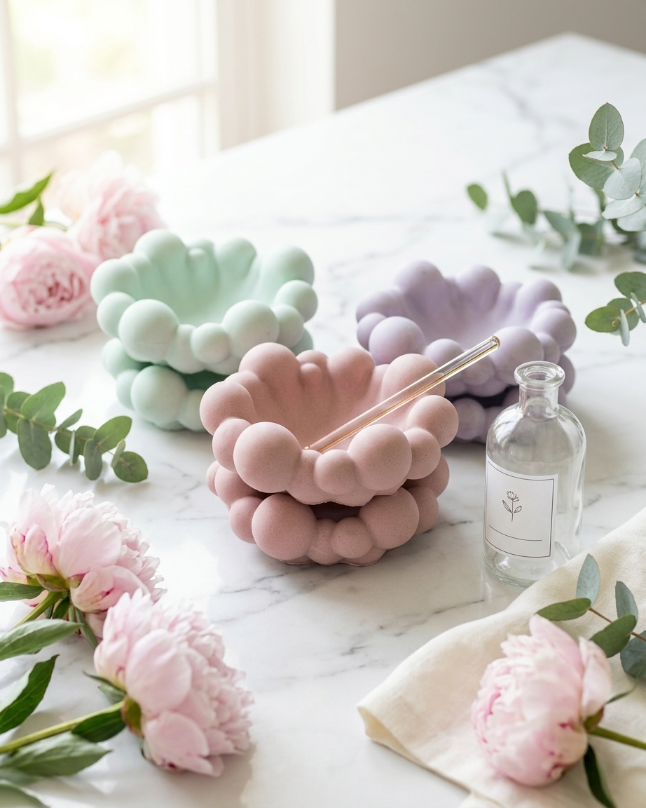 3D bow ribbon shaped concrete candle bowl gypsum vessel soy wax empty open vessel wholesale bulk order India