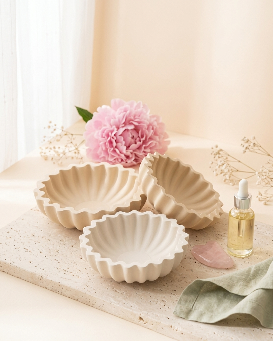 3D bow ribbon shaped concrete candle bowl gypsum vessel soy wax empty open vessel artisan handmade candle container India