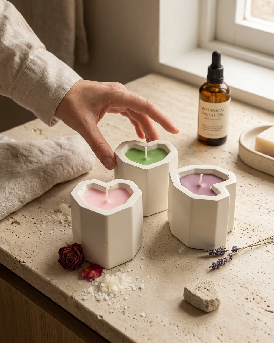 Bulk wholesale small heart concrete jar candle making Valentine favours India
