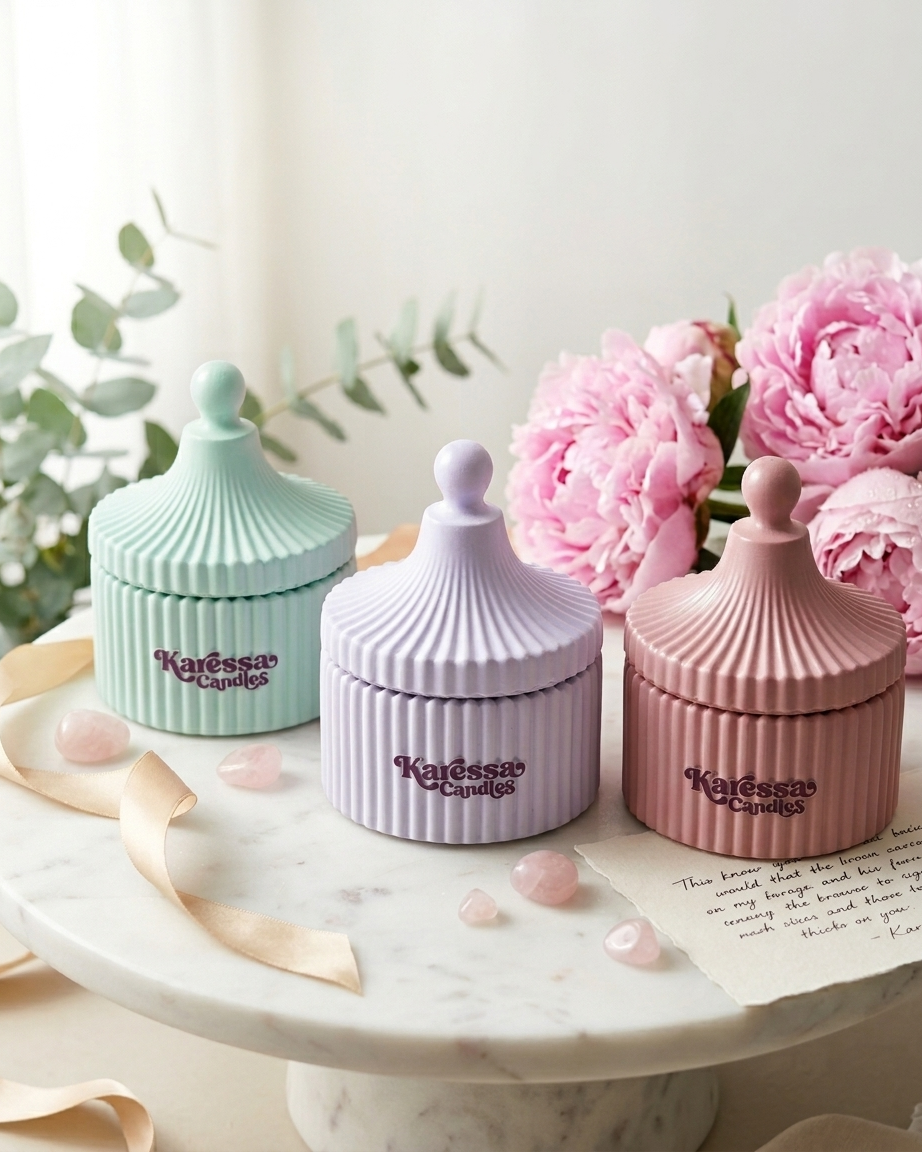 Empty ribbed concrete candle making jar wholesale gypsum vessel Surat Gujarat