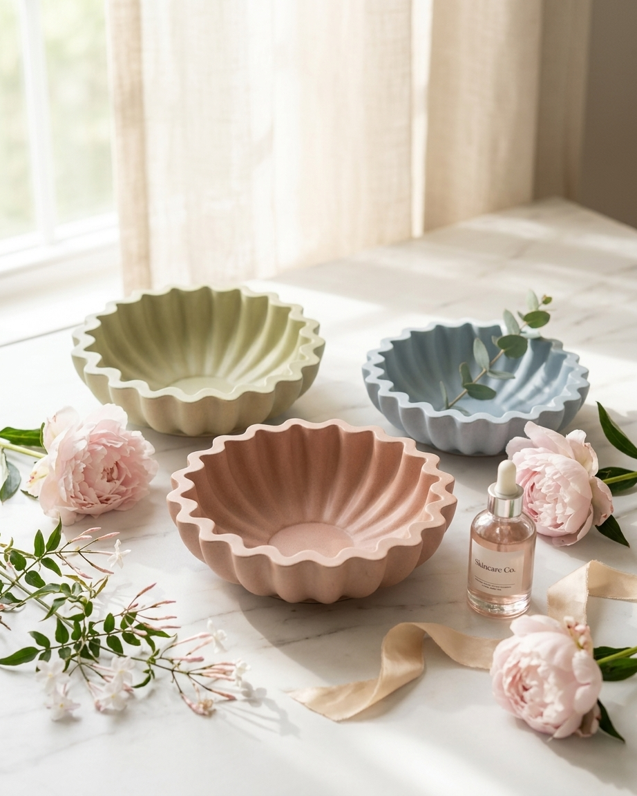 3D bow ribbon shaped concrete candle bowl gypsum vessel soy wax empty open vessel wholesale bulk order India