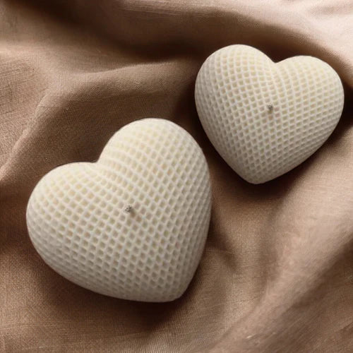 Dotted Heart Candle, Valentine's Day candle favor with heart-shaped design, hand-poured wax in a decorative jar, perfect for gifting or romantic décor