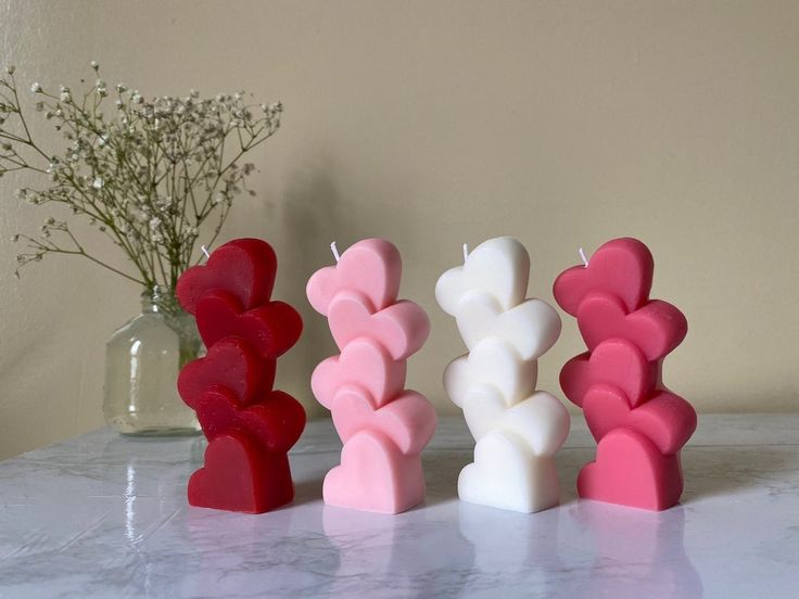 heart pillar valentines candle heart tower candle heart stack candle