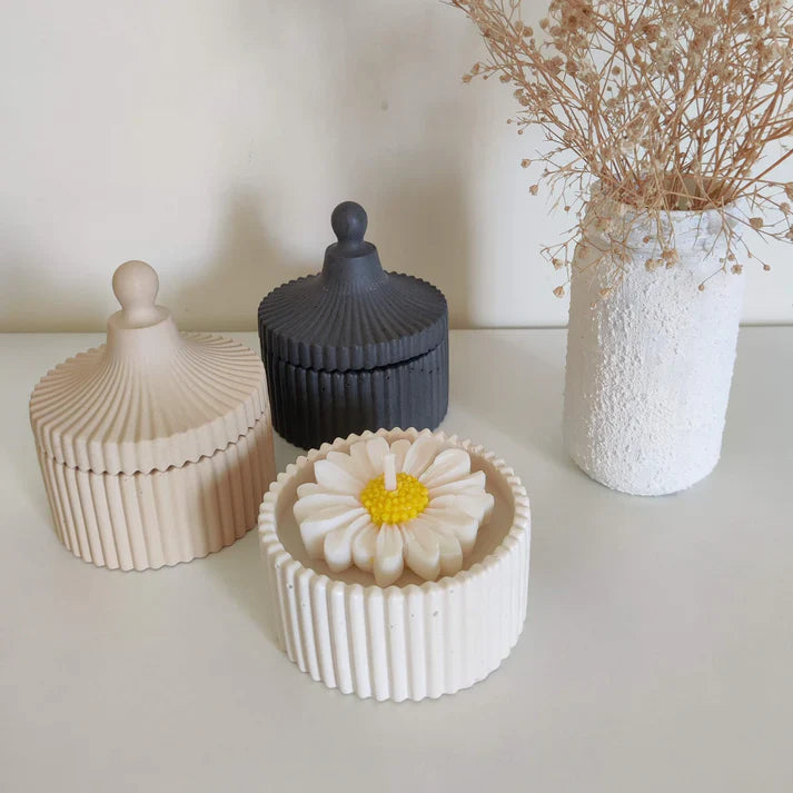 jasmine daisy ribbed jar candle concrete gypsum jar candle