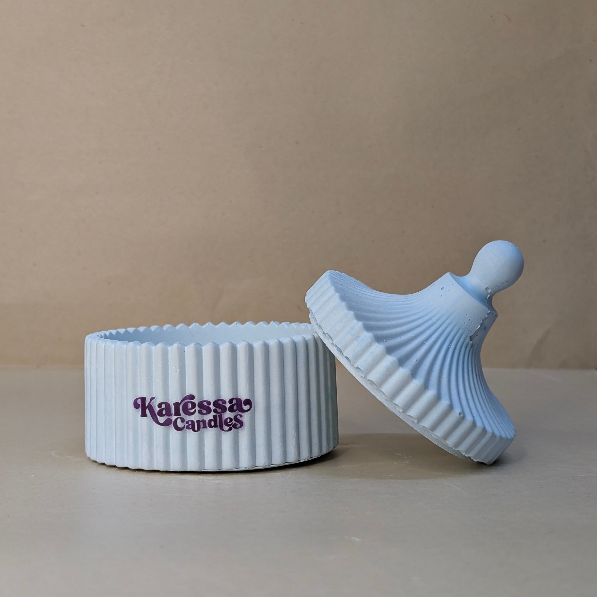 Blue Ribbed Cookie Candle Jar For Candle Making
