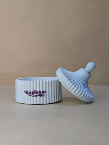 Blue Ribbed Cookie Candle Jar For Candle Making