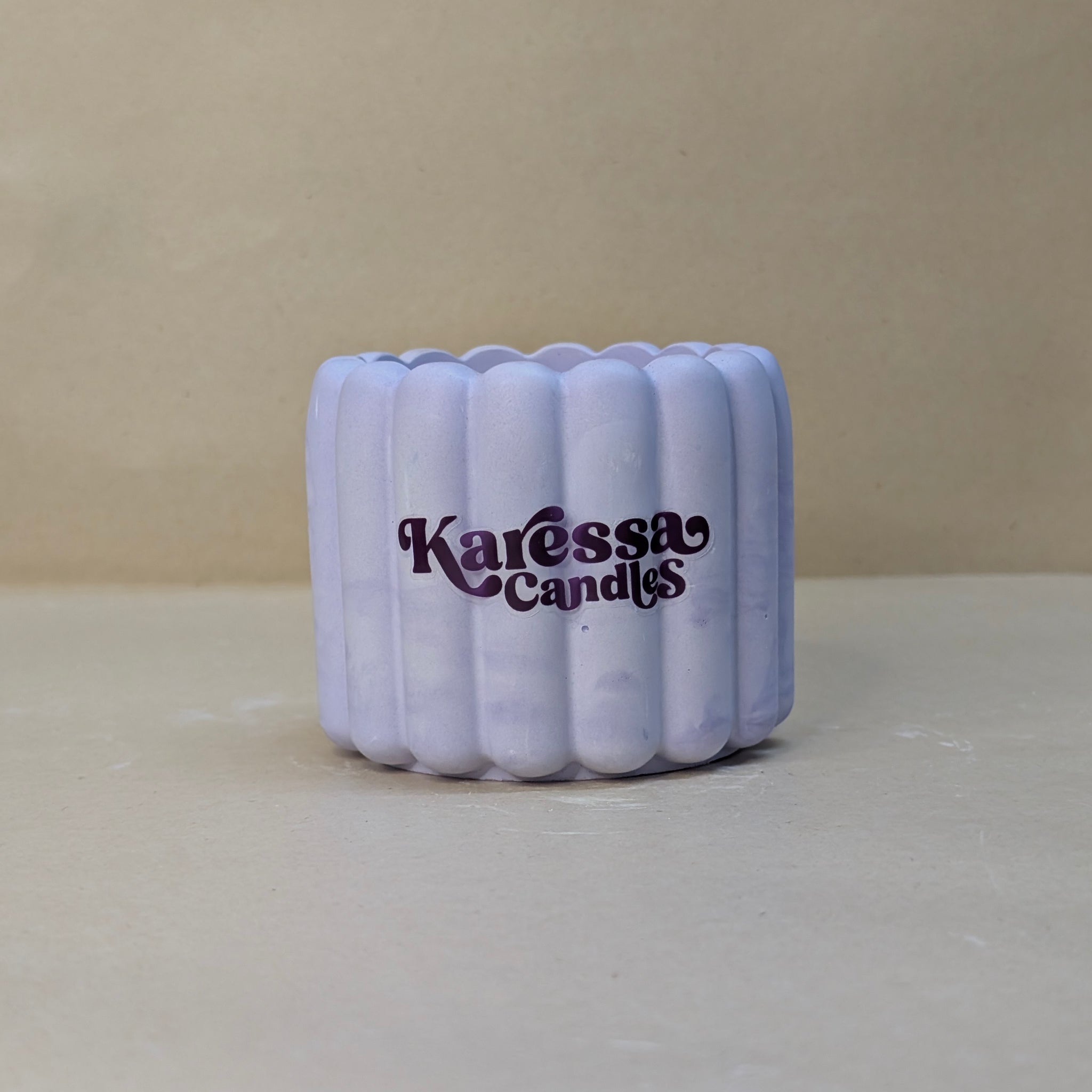 Purple Ribbed Cushion Concrete Candle Jar For Candle Making