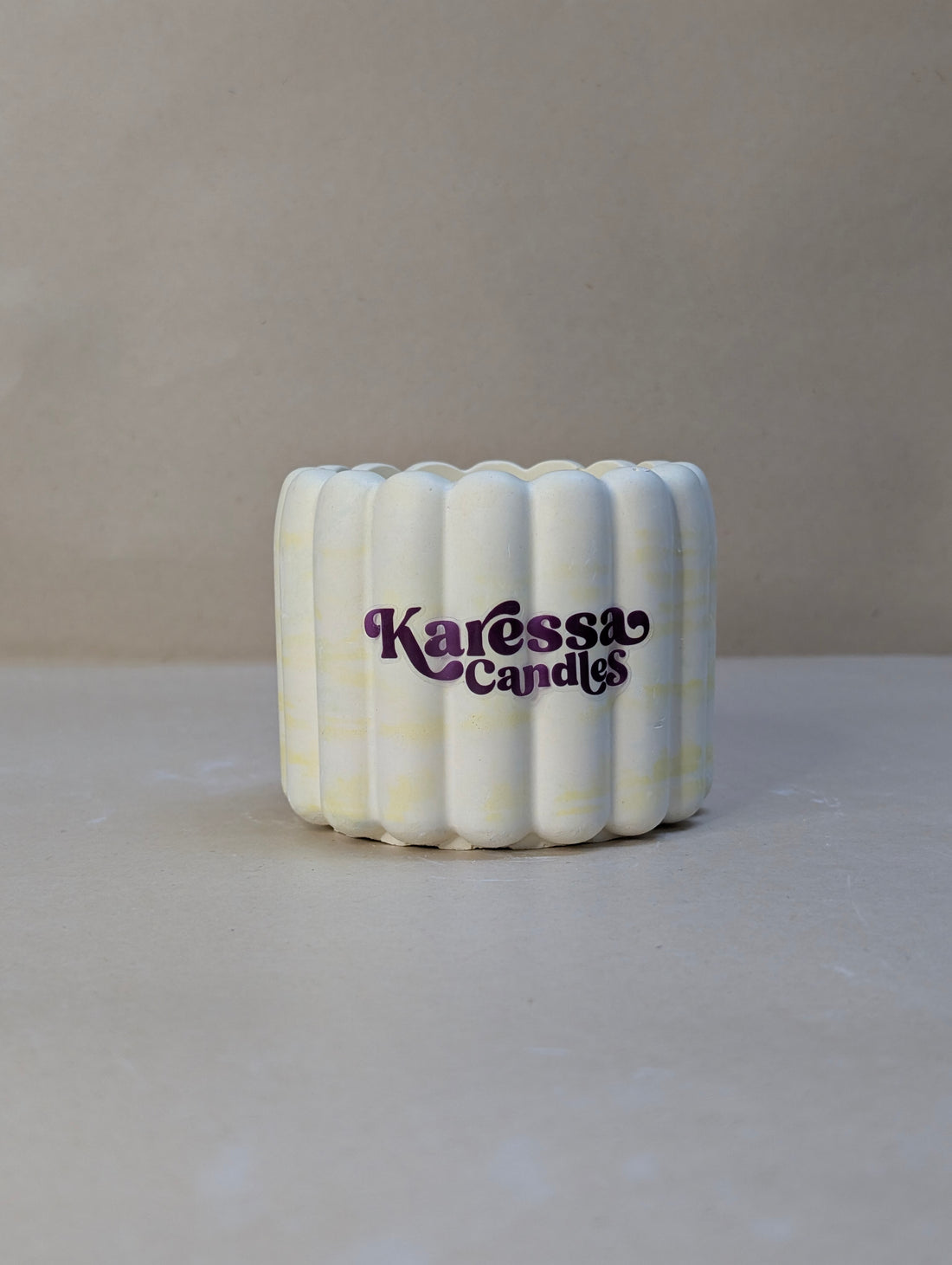 Yellow Ribbed Cushion Concrete Candle Jar For Candle Making