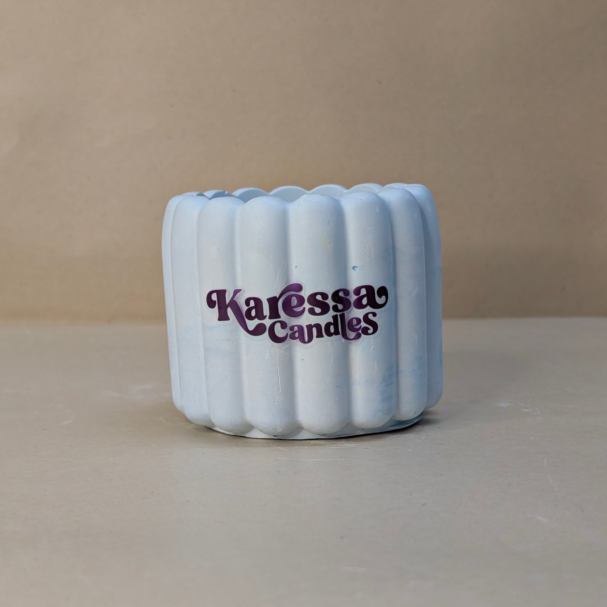 Blue Ribbed Cushion Concrete Candle Jar For Candle Making