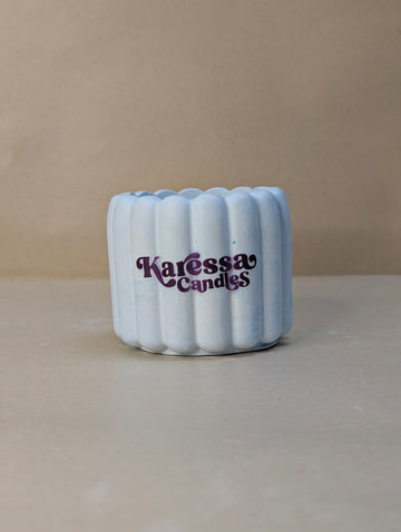 Blue Ribbed Cushion Concrete Candle Jar For Candle Making