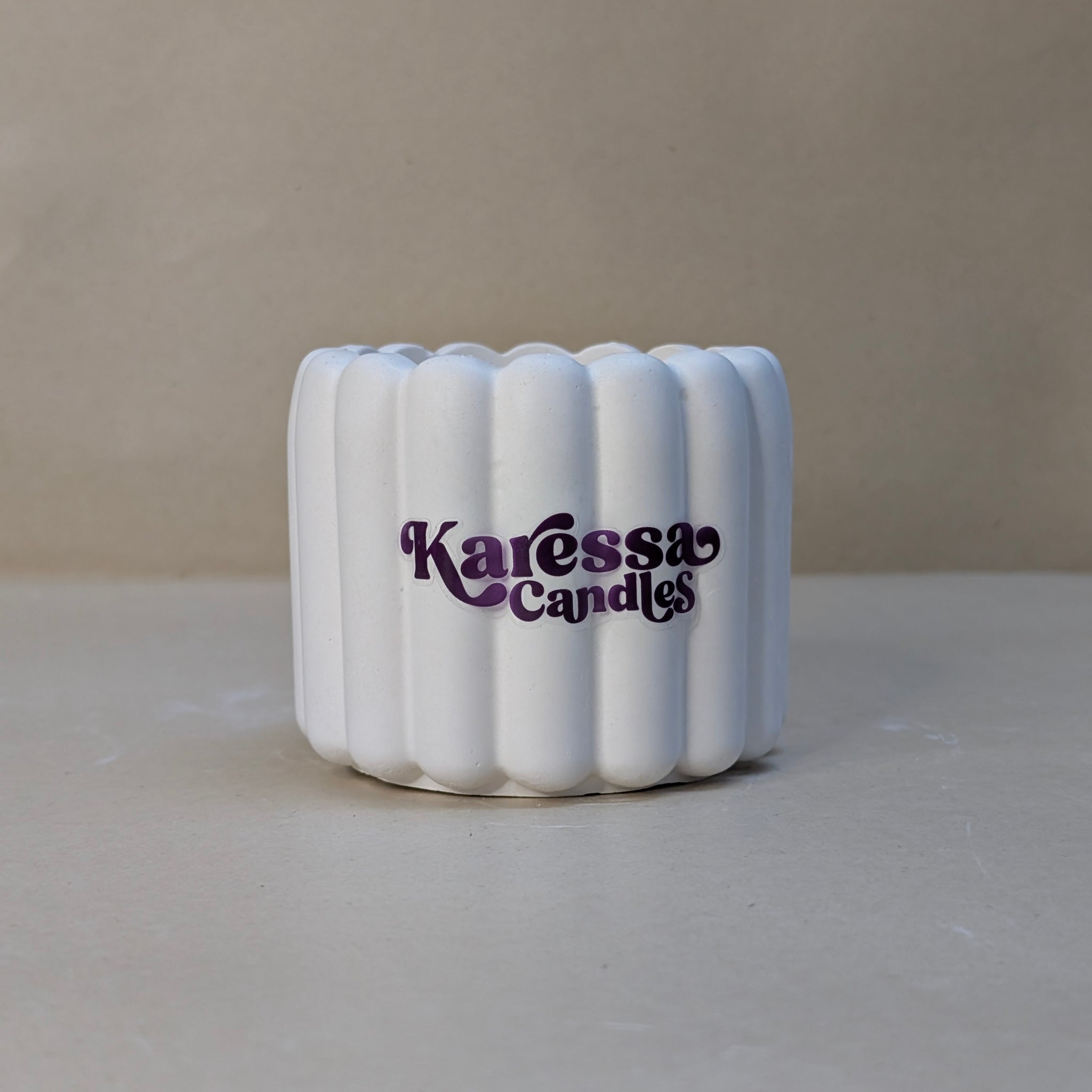 White Ribbed Cushion Concrete Candle Jar For Candle Making