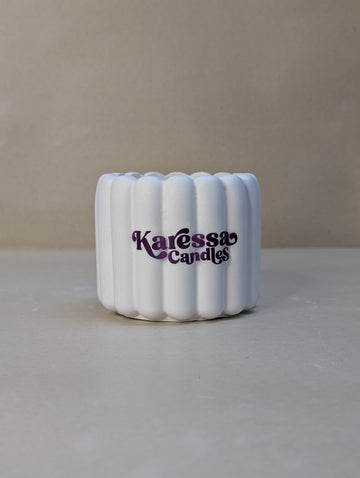 White Ribbed Cushion Concrete Candle Jar For Candle Making