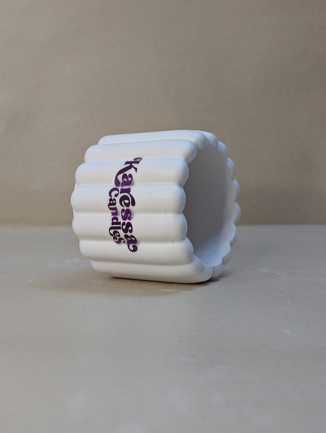 White Ribbed Cushion Concrete Candle Jar For Candle Making