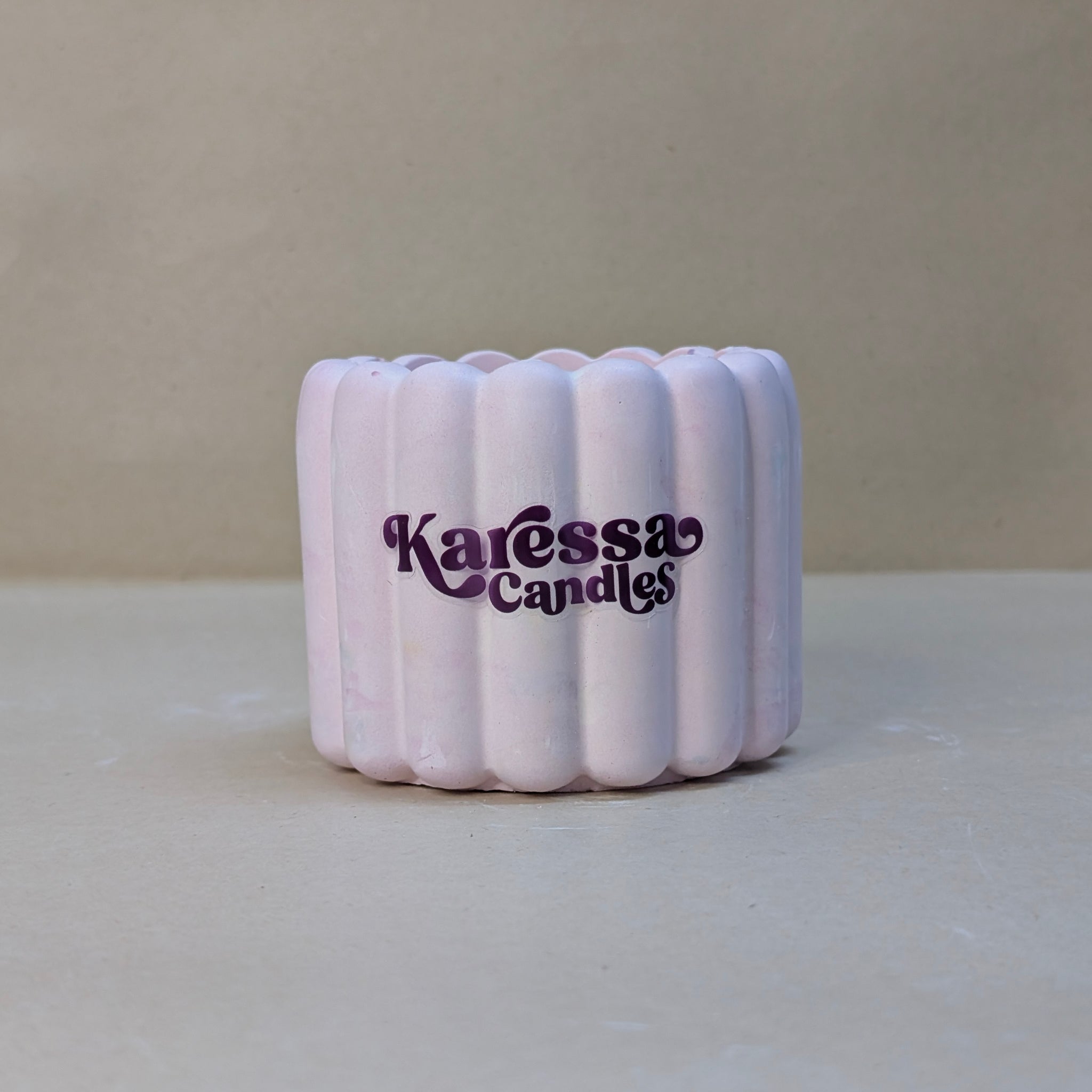Pink Ribbed Cushion Concrete Candle Jar For Candle Making