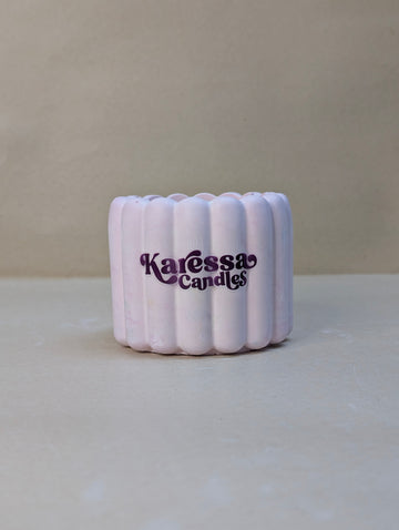 Pink Ribbed Cushion Concrete Candle Jar For Candle Making