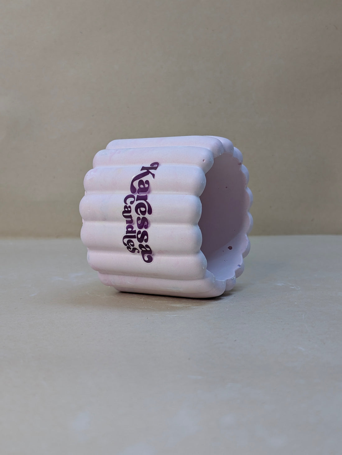Pink Ribbed Cushion Concrete Candle Jar For Candle Making