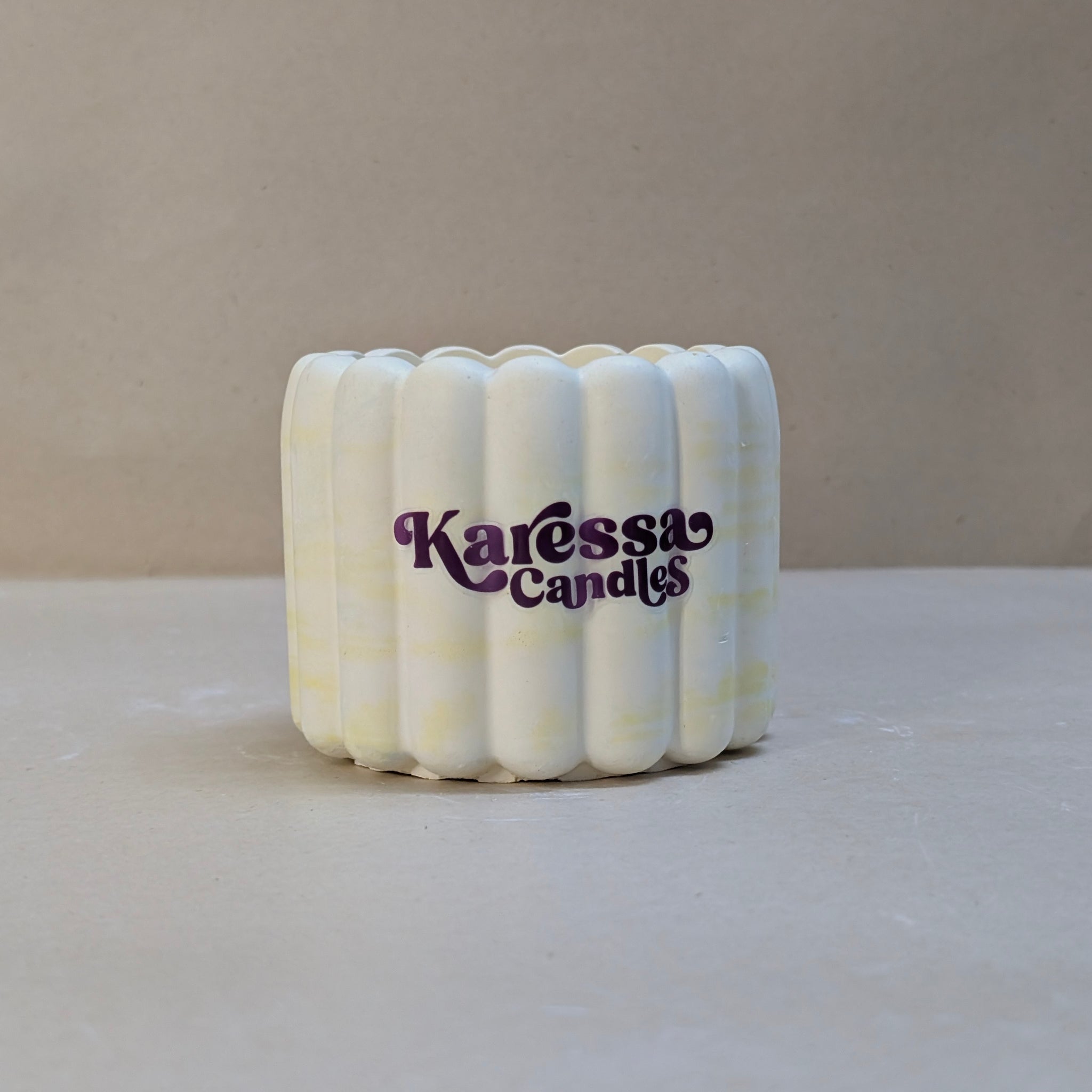 Yellow Ribbed Cushion Concrete Candle Jar For Candle Making